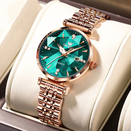 OLEVS Women's Rose Gold Quartz Watch | Elegant Stainless Steel Bracelet