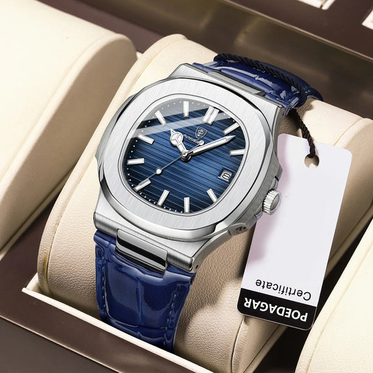Luxury Waterproof Men's watch | Luminous Date | Leather Strap | Quartz