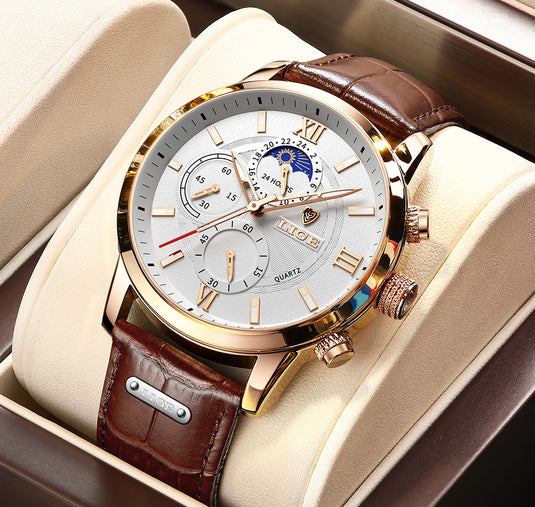 Premium 2023 Men's Luxury Leather Quartz Watch | Waterproof Watch